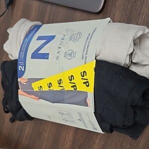 Natori Size S Black and Beige 2 Pack of Relaxed Fit Lounge Pants